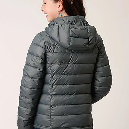 Roper Girl's Lightweight Hooded Puffer Coat (Sage) - Children's Jacket
