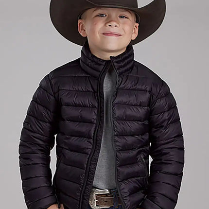 Roper Boy's Lightweight Puffer Coat (Black) - Children's Jacket