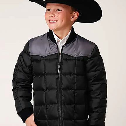Roper Boy's Polyfill Puffer Coat (Black/Grey) - Children's Jacket