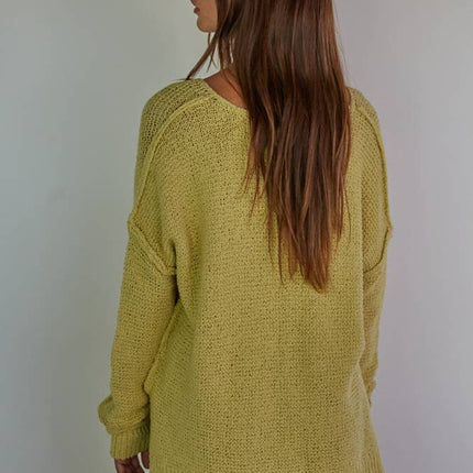 Knit Sweater V-Neck Long Sleeve Top