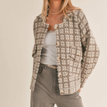 Houndstooth Sweater Jacket- 1 LEFT