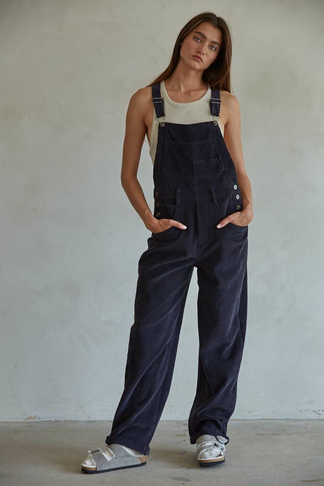 Black Corduroy Overalls