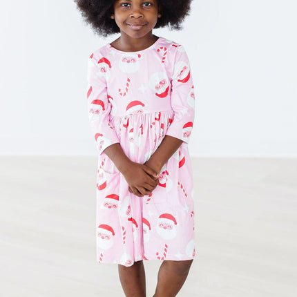 Jingle Bells 3/4 Sleeve Pocket Twirl Dress