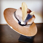 White Turquoise Black Leather Gold Feather