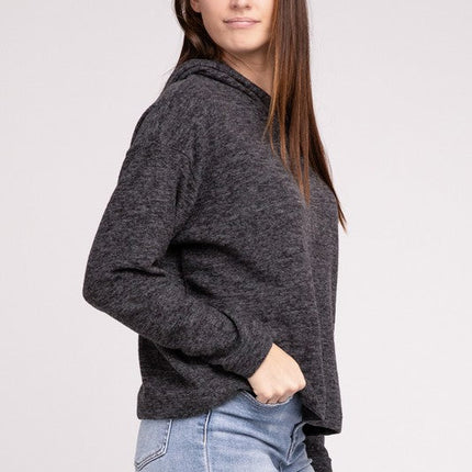 Hooded Brushed Melange Hacci Sweater