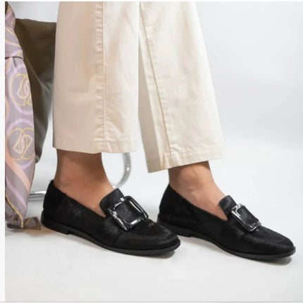 Vintage Square-Button Low-Cut Loafers — Women’s Elegant Slip-On Shoes