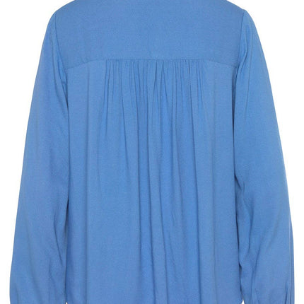 Blue Ruffle Detail Blouse