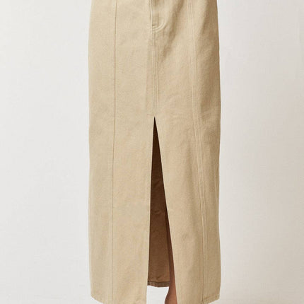 Khaki Skirt w/ Front Slit