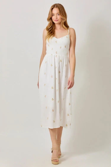 White Gauze Embroidered Sundress