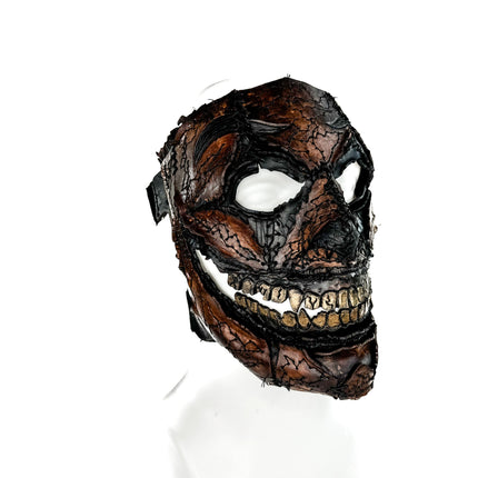 Genuine Leather Mask - GigaMyme Leatherface Edition - Handmade Mime Full Face Cover for Halloween, Performance or Cosplay Costume