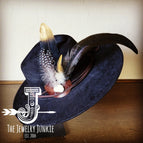 White Turquoise Brown Leather Black Gold Feather