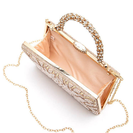 Pearl & Rhinestone Floral Box Clutch