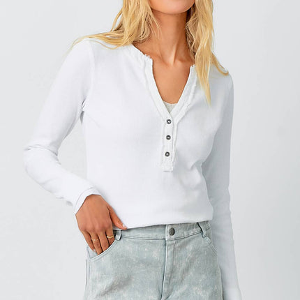 Off-White Washed Thermal Henley Top