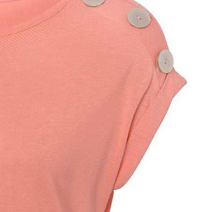 Coral Button Detail Top