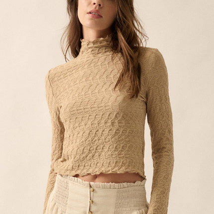 Geometric-Lace Knit Top
