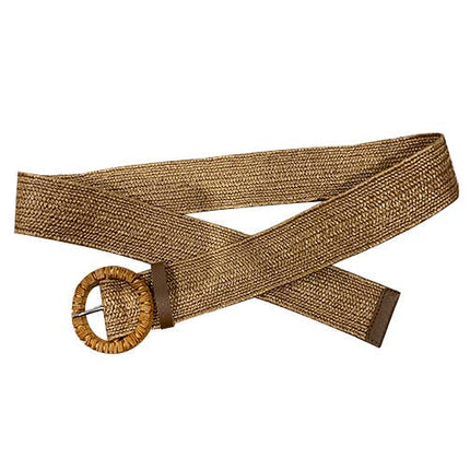 Rattan Stretch Circle Buckle Belt