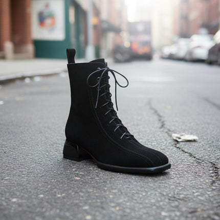 Women’s Square Toe Martin Boots – All-Match Casual Ankle Boots