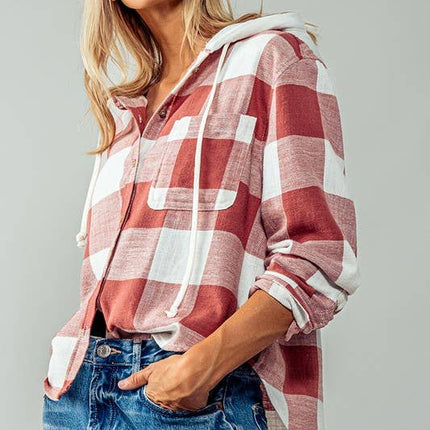 Black & White Hooded Flannel