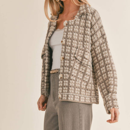Houndstooth Sweater Jacket- 1 LEFT