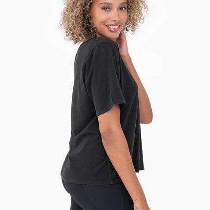 Cotton Blend V-Neck Tee: White