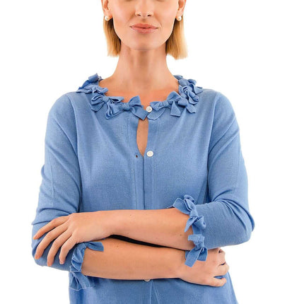 Navy Bow Trimmed Cardigan