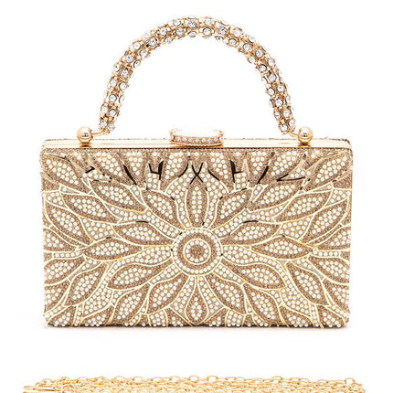 Pearl & Rhinestone Floral Box Clutch