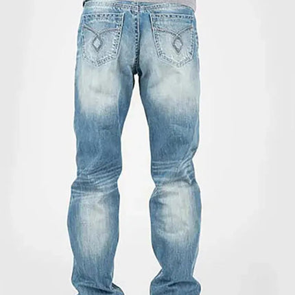 Tin Haul Regular Joe with Grey Diamond Stitch (Light Wash) - Men's Bootcut Jeans (Closeout)