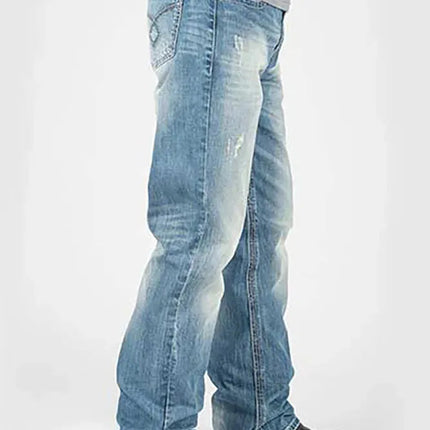 Tin Haul Regular Joe with Grey Diamond Stitch (Light Wash) - Men's Bootcut Jeans (Closeout)