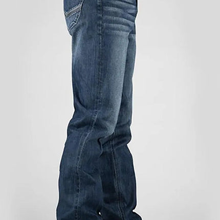 Tin Haul Regular Joe with Grey V Stitch (Dark Wash) - Men's Bootcut Jeans (Closeout)