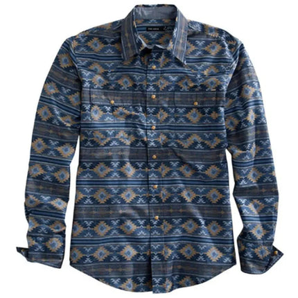 Tin Haul Indigo Aztec Long Sleeve (Grey) - Men's Western Shirt