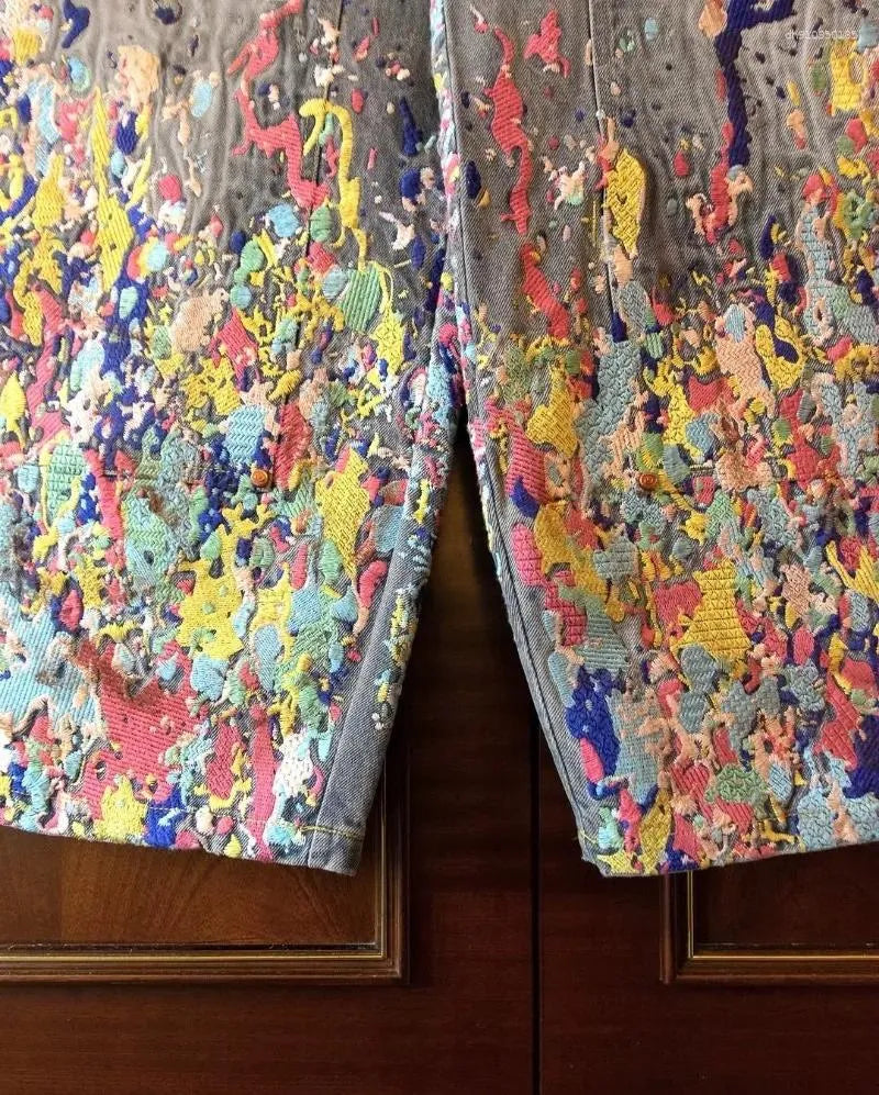 Baggy Multicolor Paint Splatter Jeans