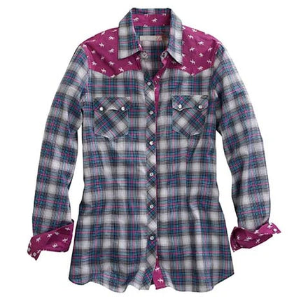 Tin Haul 00167 Star Ombre Plaid (Blue) - Women's Western Shirt