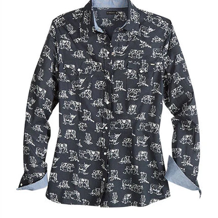 Tin Haul 2185 Cow Toile (Black) - Women's Western Shirt