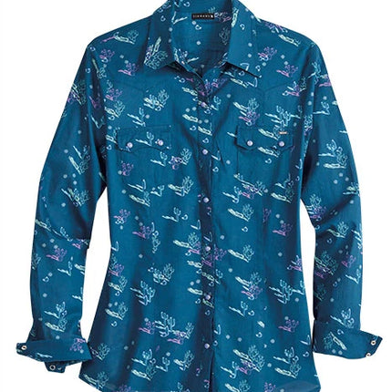 Tin Haul 2186 Cactus Shadows (Blue) - Women's Western Shirt