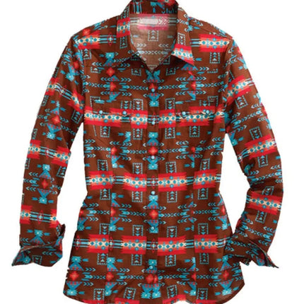 Tin Haul Aztec Elegance (Brown) - Women's Western Shirt