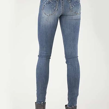 Tin Haul 515 Sunny Skinny Patched Pocket ( Denim Medium Wash) - Women's Jeans (Closeout)