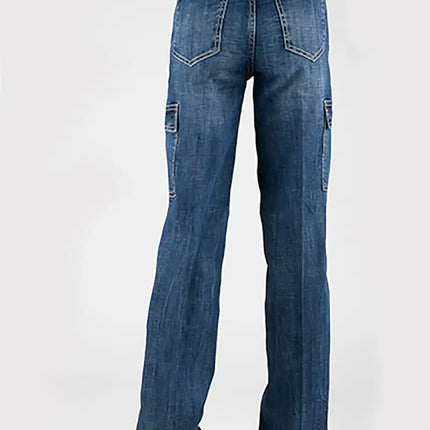 Tin Haul 870 Claire Cargo Wide Leg ( Denim Medium Wash )- Women's Jeans