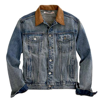 Tin Haul Suede Collar (Light Wash) - Men's Denim Jacket