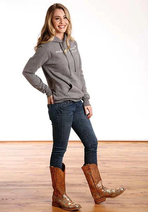 Tin Haul Script Print (Grey) - Women's Hoodie Sweatshirt