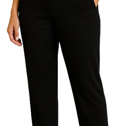 Women's Knit Pull on Pants - Cotton Blend with Flat Front waistband