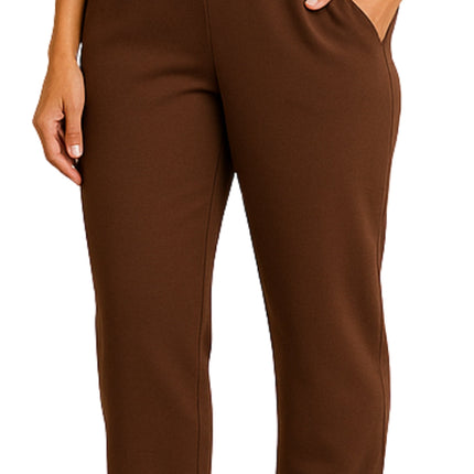 Women's Knit Pull on Pants - Cotton Blend with Flat Front waistband