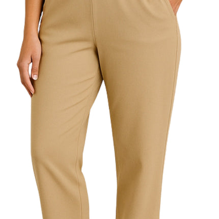 Women's Knit Pull on Pants - Cotton Blend with Flat Front waistband