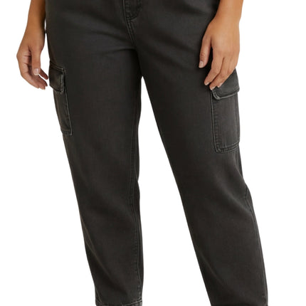 Women's Elastic Stretch Waist Casual Denim Pull-on Cargo Pants