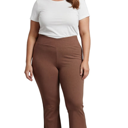 Women's Pull-on Cotton Stretch Bootcut Flare Leggings with a Crossover waistband
