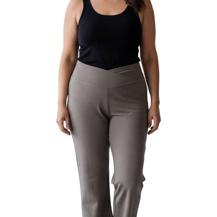 Women's Pull-on Cotton Stretch Bootcut Flare Leggings with a Crossover waistband
