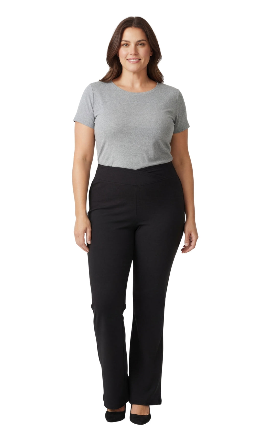 Women's Pull-on Cotton Stretch Bootcut Flare Leggings with a Crossover waistband