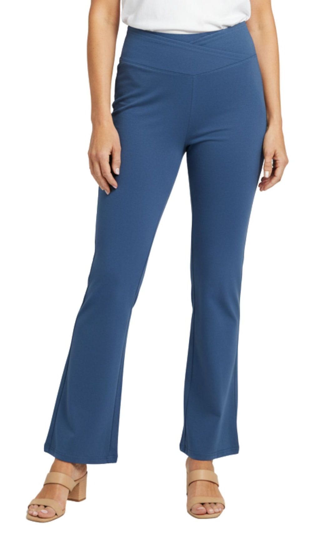 Women's Pull-on Cotton Stretch Bootcut Flare Leggings with a Crossover waistband