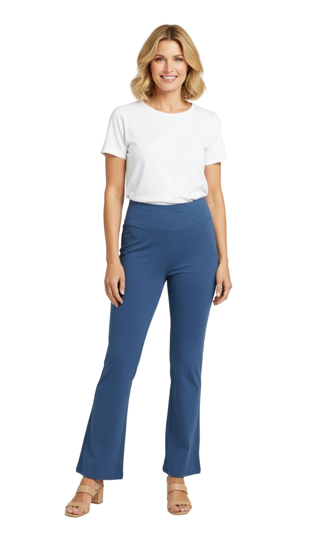 Women's Pull-on Cotton Stretch Bootcut Flare Leggings with a Crossover waistband