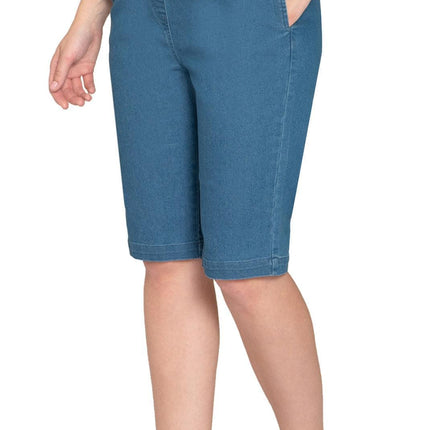 Women's Easy Pull on Bermuda Shorts in Denim and Twill