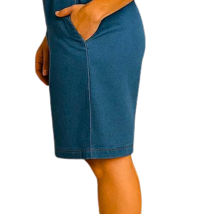 Women's Easy Pull on Bermuda Shorts in Denim and Twill